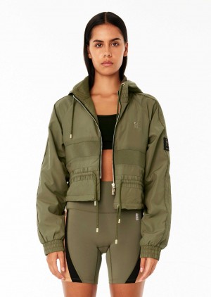 Khaki P.E Nation Cropped Man Down Jacket | MYSFLTB-30