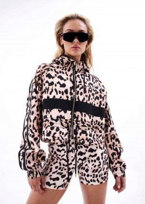 Leopard Print P.E Nation Cropped Man Down Jacket | HGBPECU-46