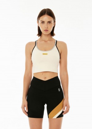 Pearled Ivory P.E Nation Podium Sports Bra | UJBVTAO-94