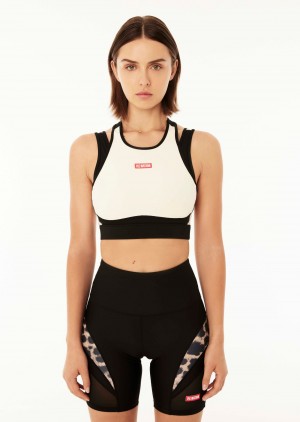 Pearled Ivory P.E Nation Silverstone Sports Bra | NJHYGUW-51