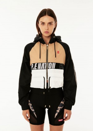 Sand P.E Nation Cropped Man Down Jacket | CMNQTGF-01