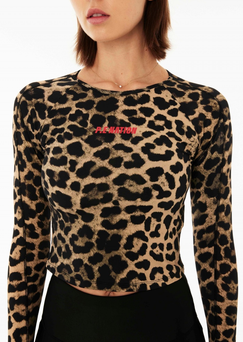 Animal Print P.E Nation Downforce Ls Active Top | LOXGQHW-51