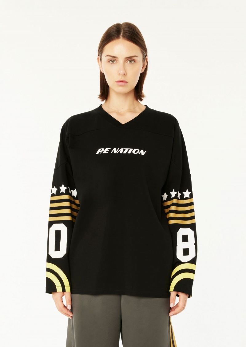 Black P.E Nation Arrowhead Ls Tee | SUFOAIN-74