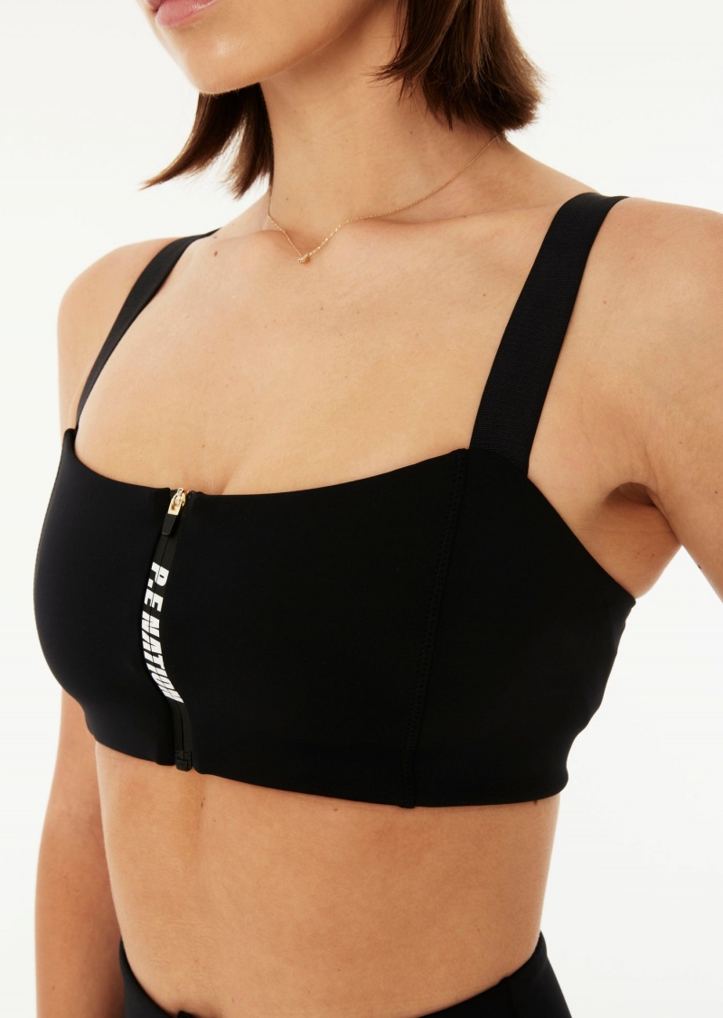 Black P.E Nation Diver Sports Bra | VKIMFQD-18