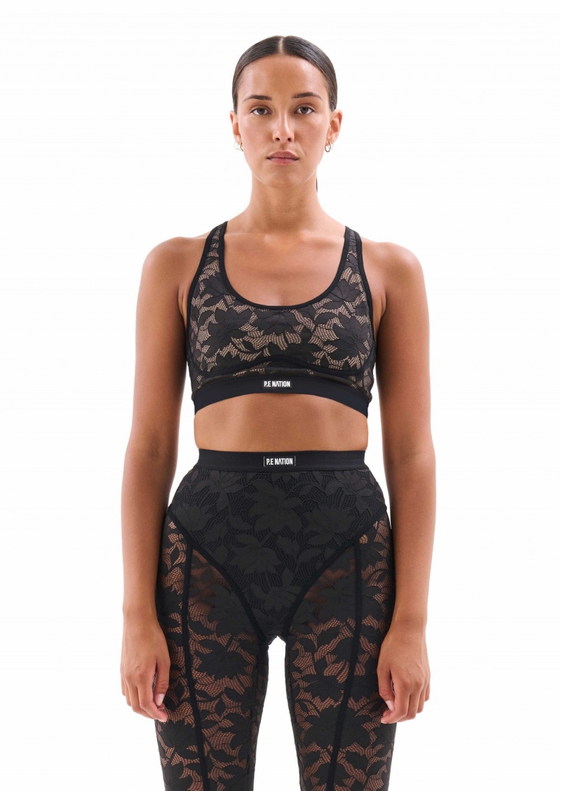 Black P.E Nation High Line Sports Bra | LCOKJGM-64