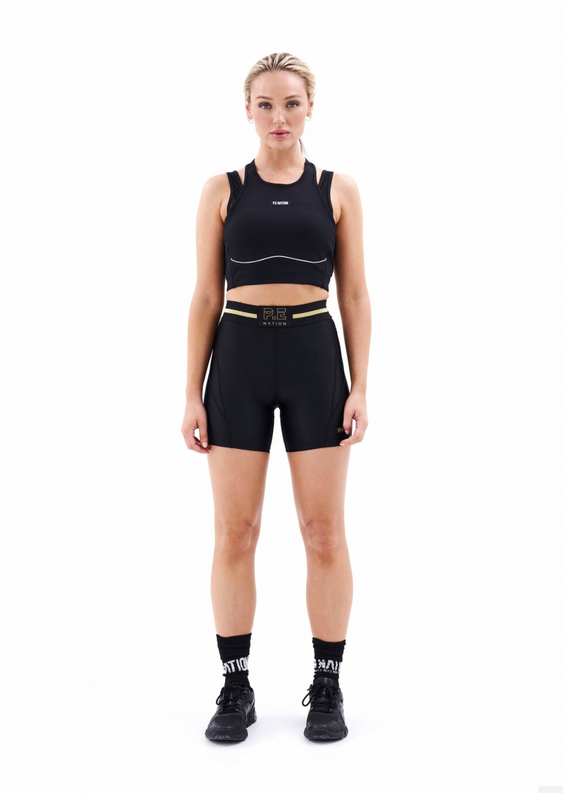 Black P.E Nation Phoenix Sports Bra | PHFJCOS-87