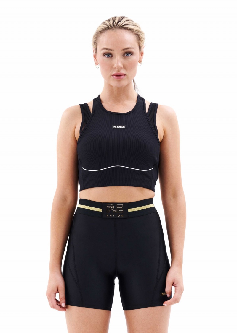 Black P.E Nation Phoenix Sports Bra | PHFJCOS-87