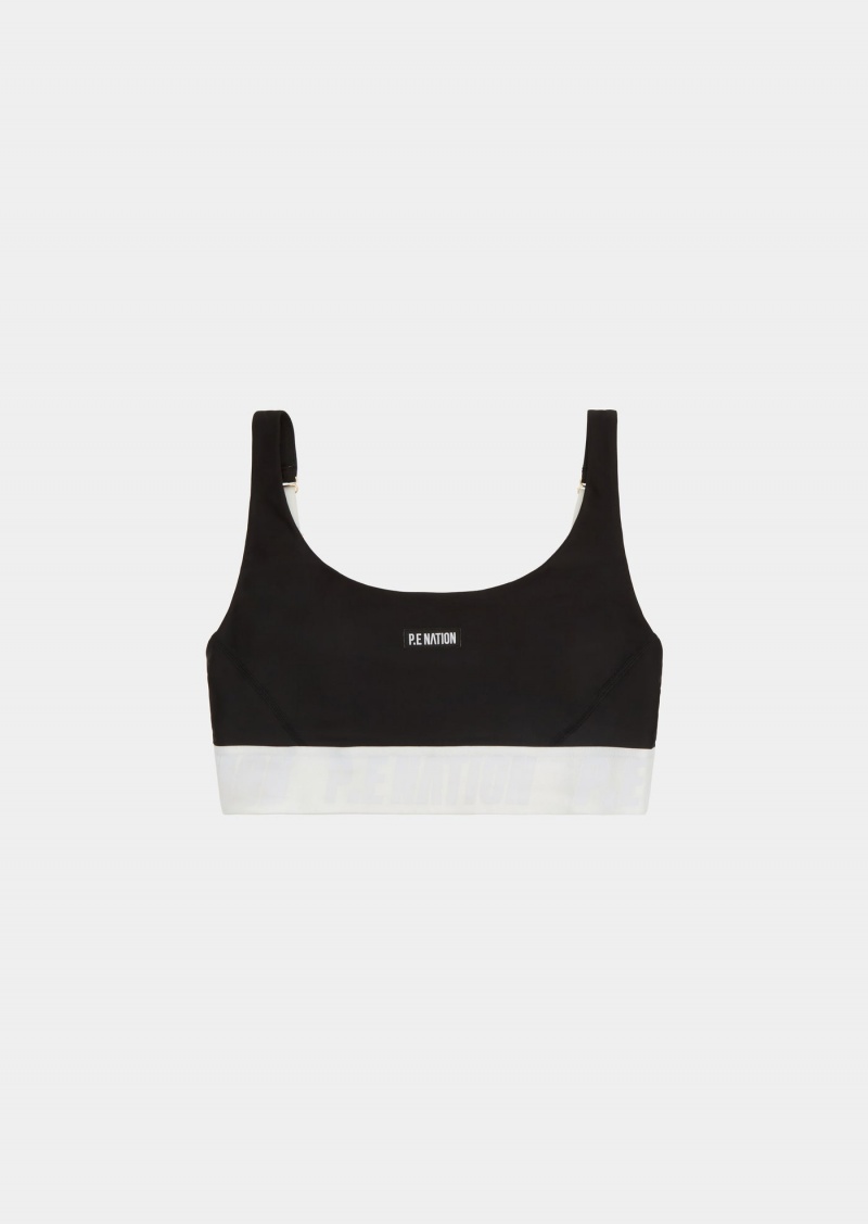 Black P.E Nation Pipeline Sports Bra | HDVTQOG-51