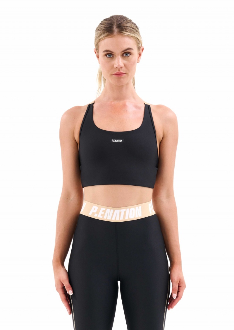 Black P.E Nation Reaction Sports Bra | URYVWCG-80