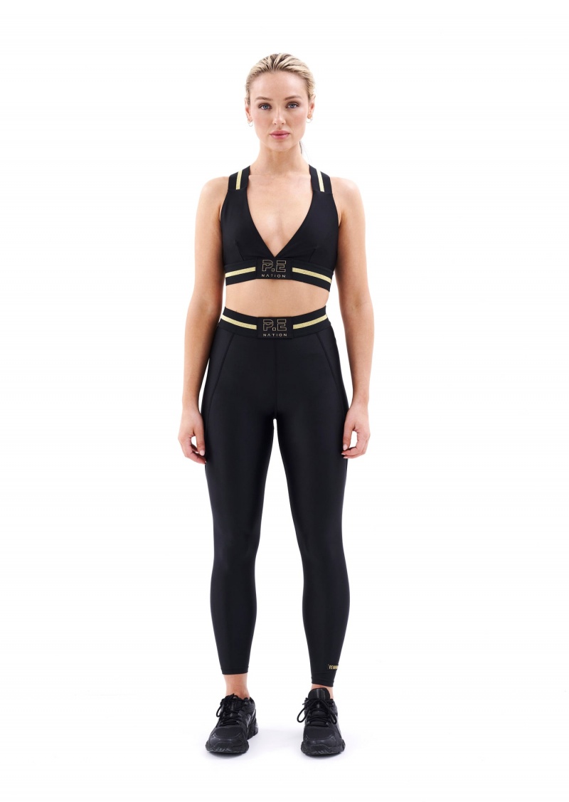 Black P.E Nation Runway Sports Bra | NGVAXWF-69