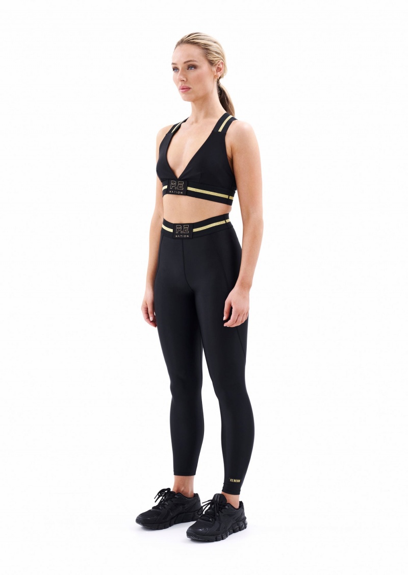 Black P.E Nation Runway Sports Bra | NGVAXWF-69