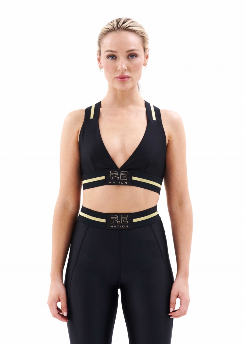 Black P.E Nation Runway Sports Bra | NGVAXWF-69