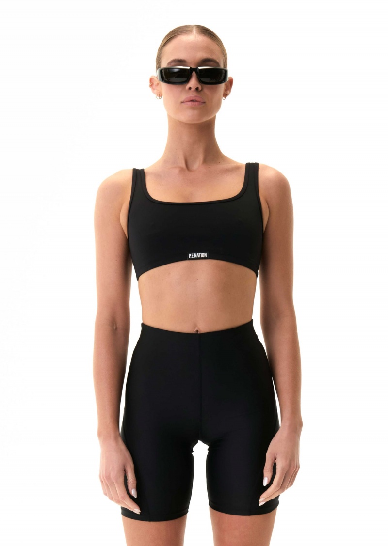 Black P.E Nation Title Game Sports Bra | XJRBMEK-93