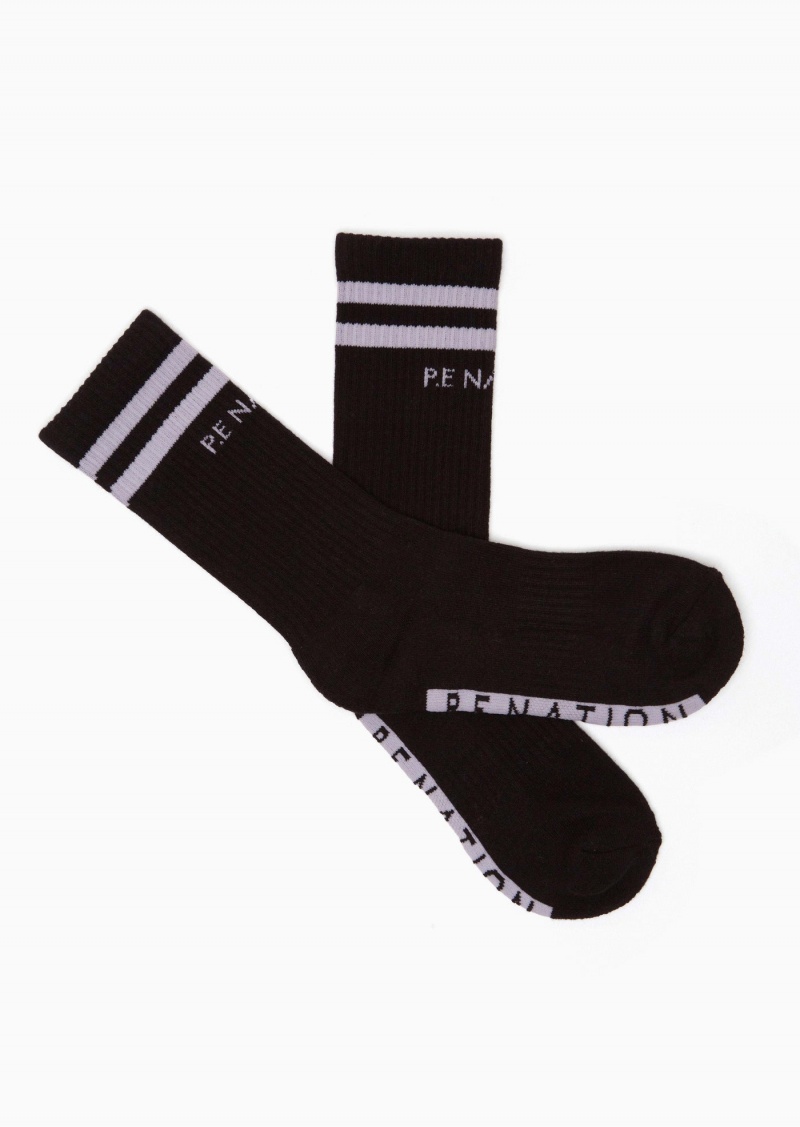 Black / Grey P.E Nation Marathon Crew Sock | RLJQEOA-41