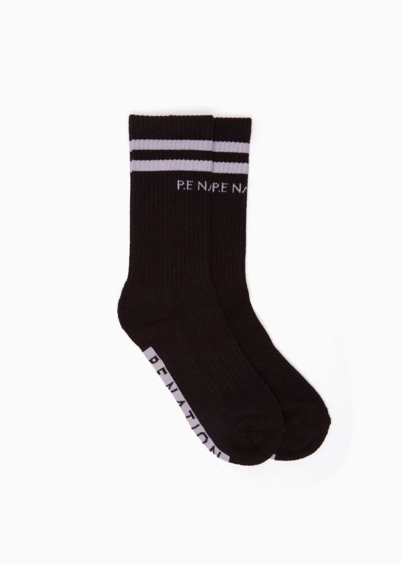 Black / Grey P.E Nation Marathon Crew Sock | RLJQEOA-41