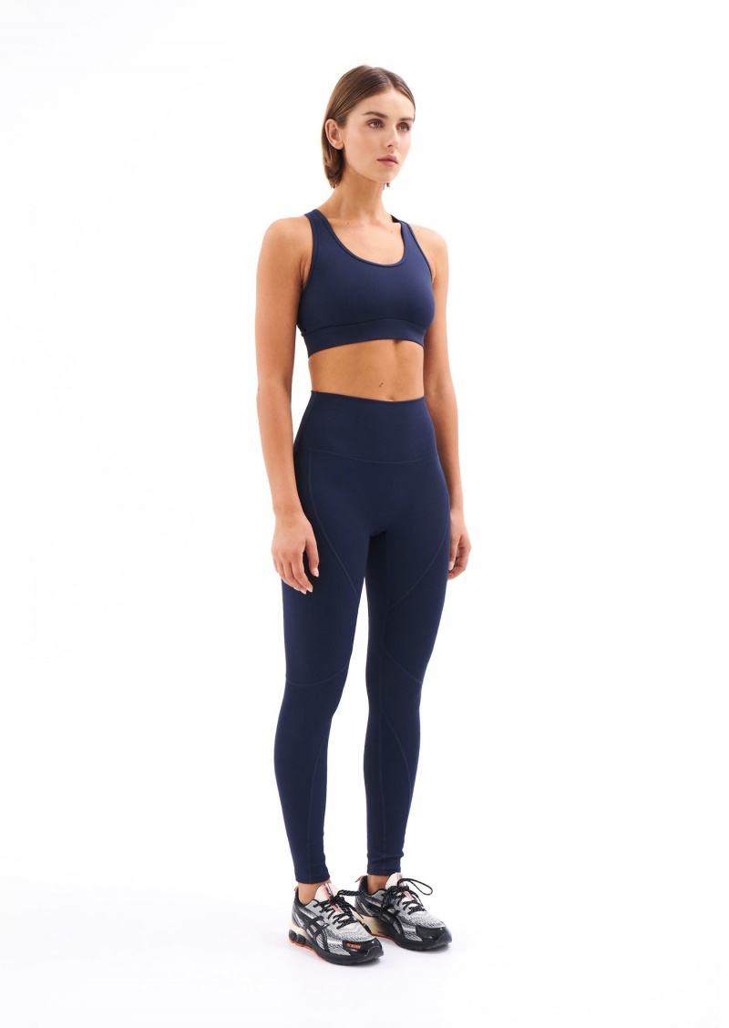 Dark Navy P.E Nation Rudimental Sports Bra | HSCKEAM-01