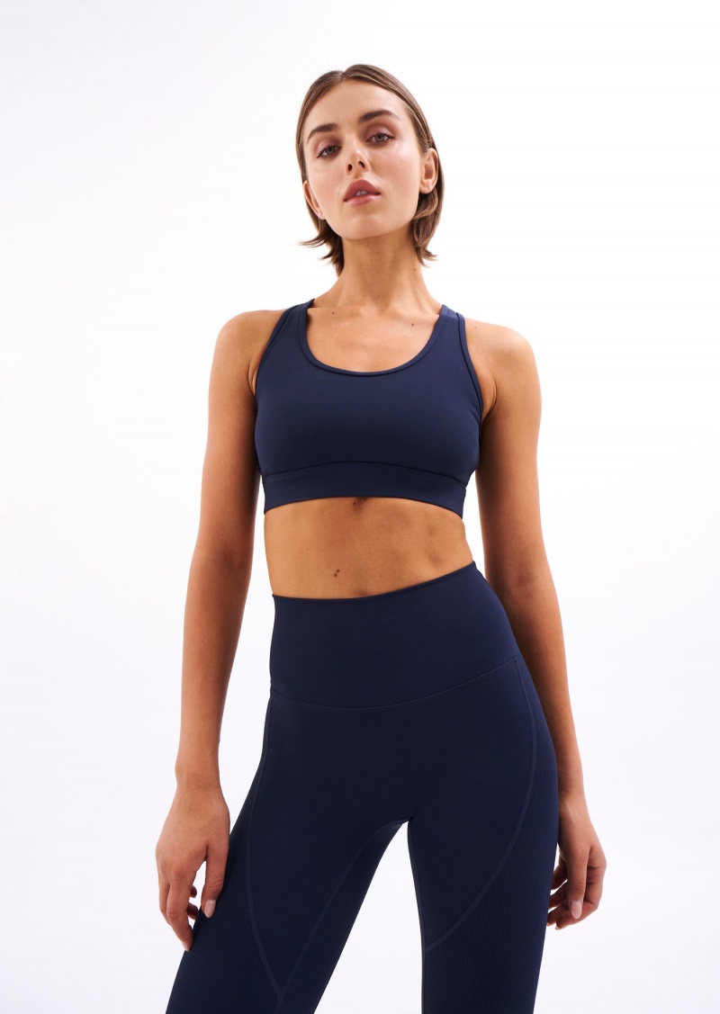 Dark Navy P.E Nation Rudimental Sports Bra | HSCKEAM-01