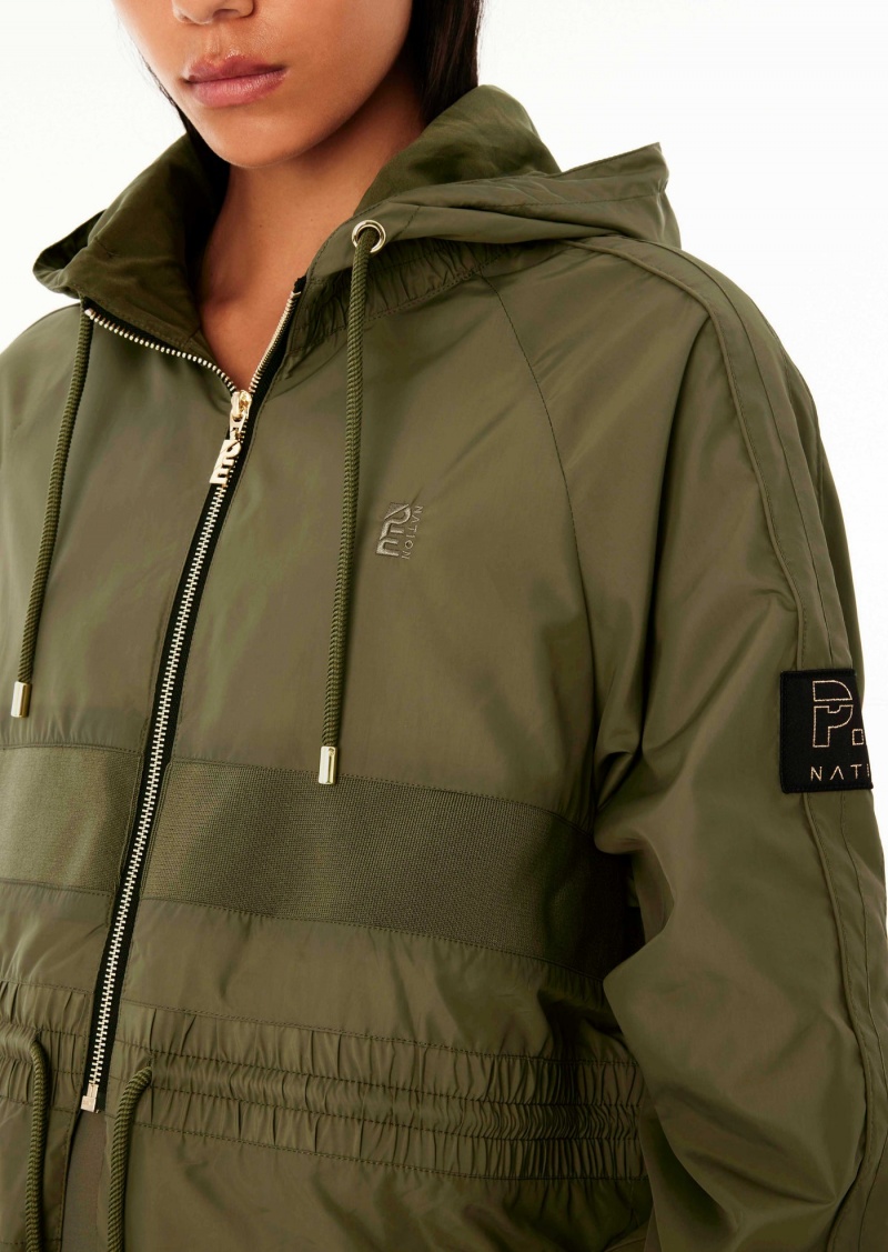 Khaki P.E Nation Cropped Man Down Jacket | MYSFLTB-30