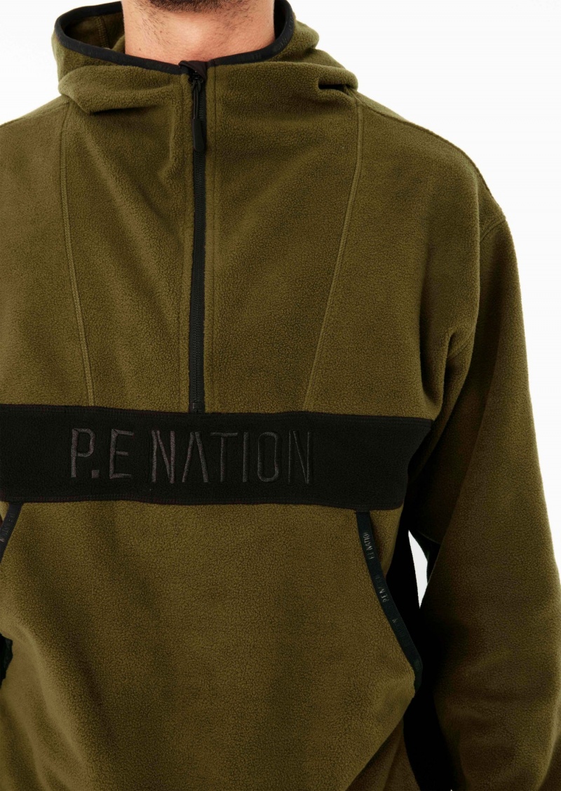 Khaki P.E Nation Title Defence Polar Fleece Hood | HBYLPUJ-32