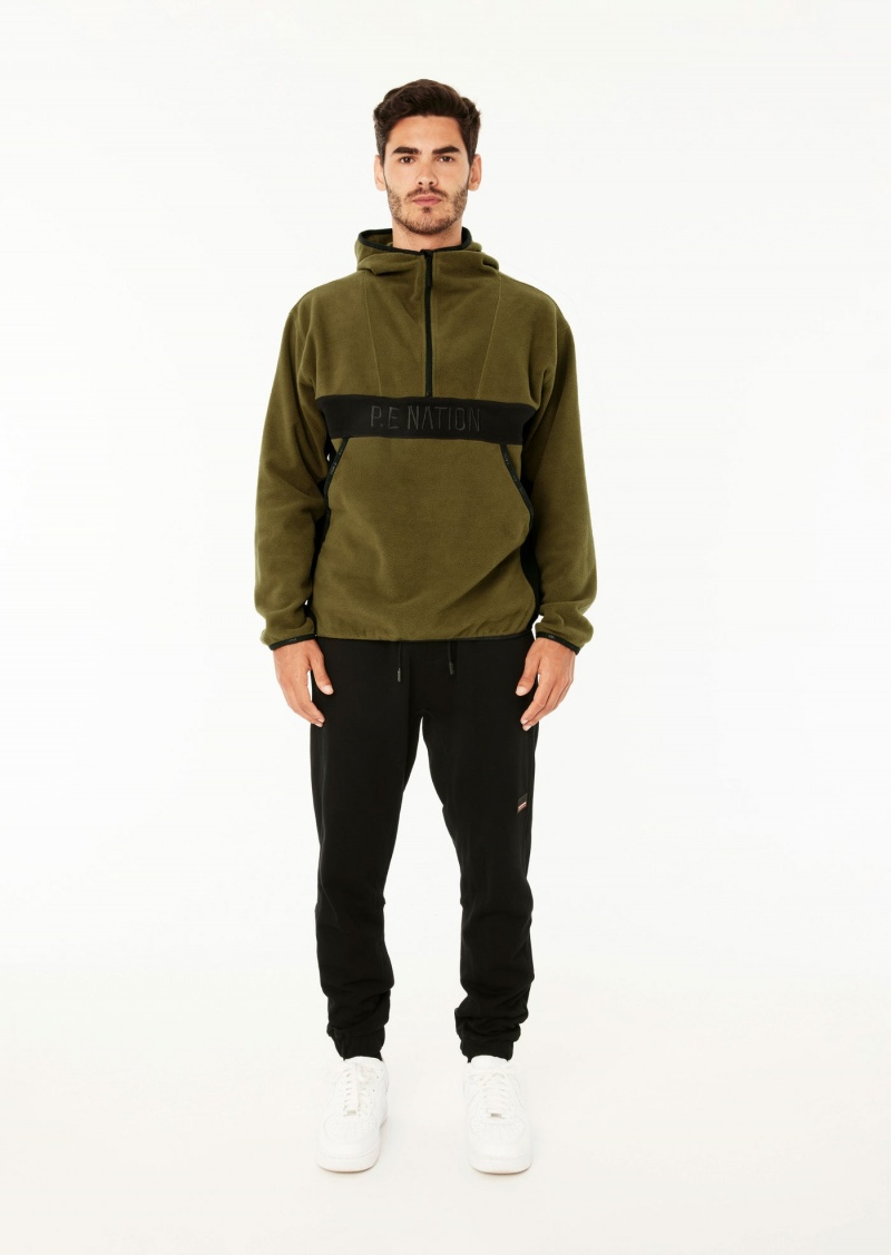 Khaki P.E Nation Title Defence Polar Fleece Hood | HBYLPUJ-32