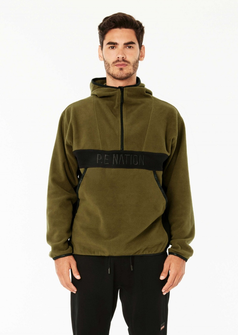 Khaki P.E Nation Title Defence Polar Fleece Hood | HBYLPUJ-32