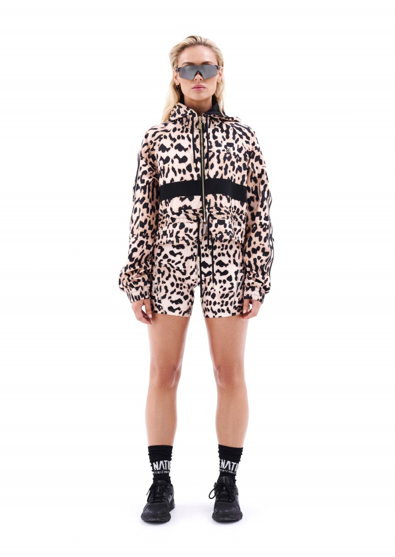 Leopard Print P.E Nation Cropped Man Down Jacket | HGBPECU-46