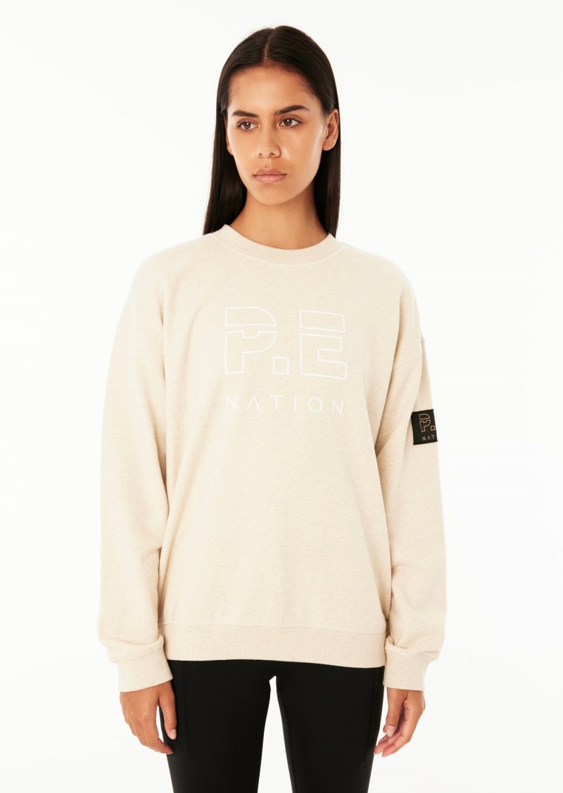 Oatmeal Marle P.E Nation Heads Up Sweat | YGXSEAD-06