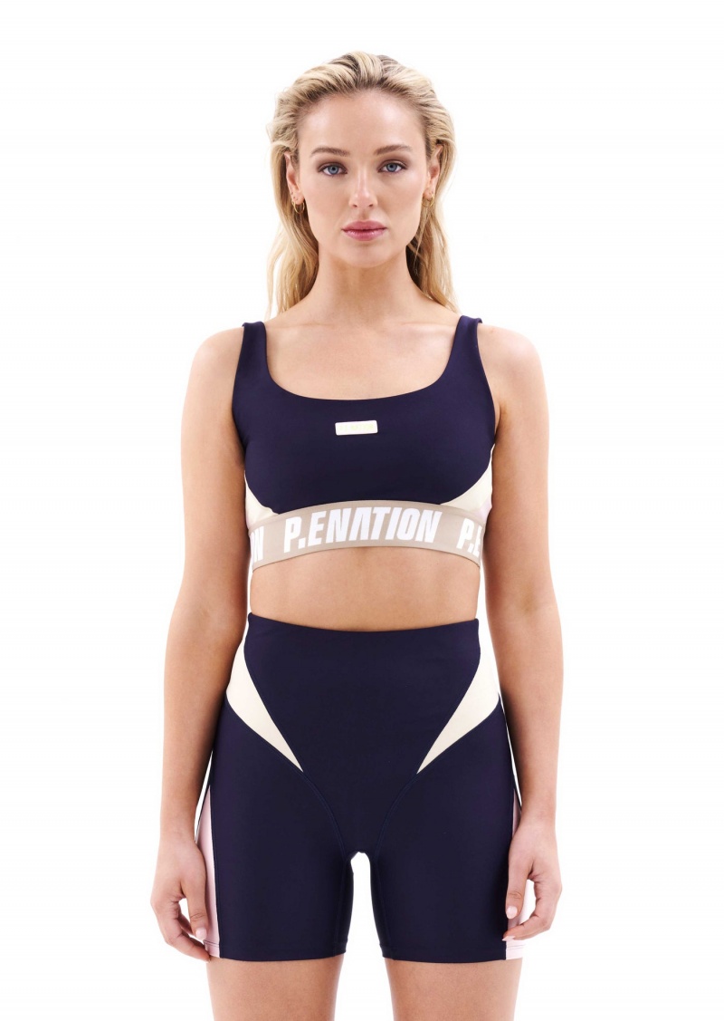 Peacoat P.E Nation Left Field Sports Bra | CNBULME-98