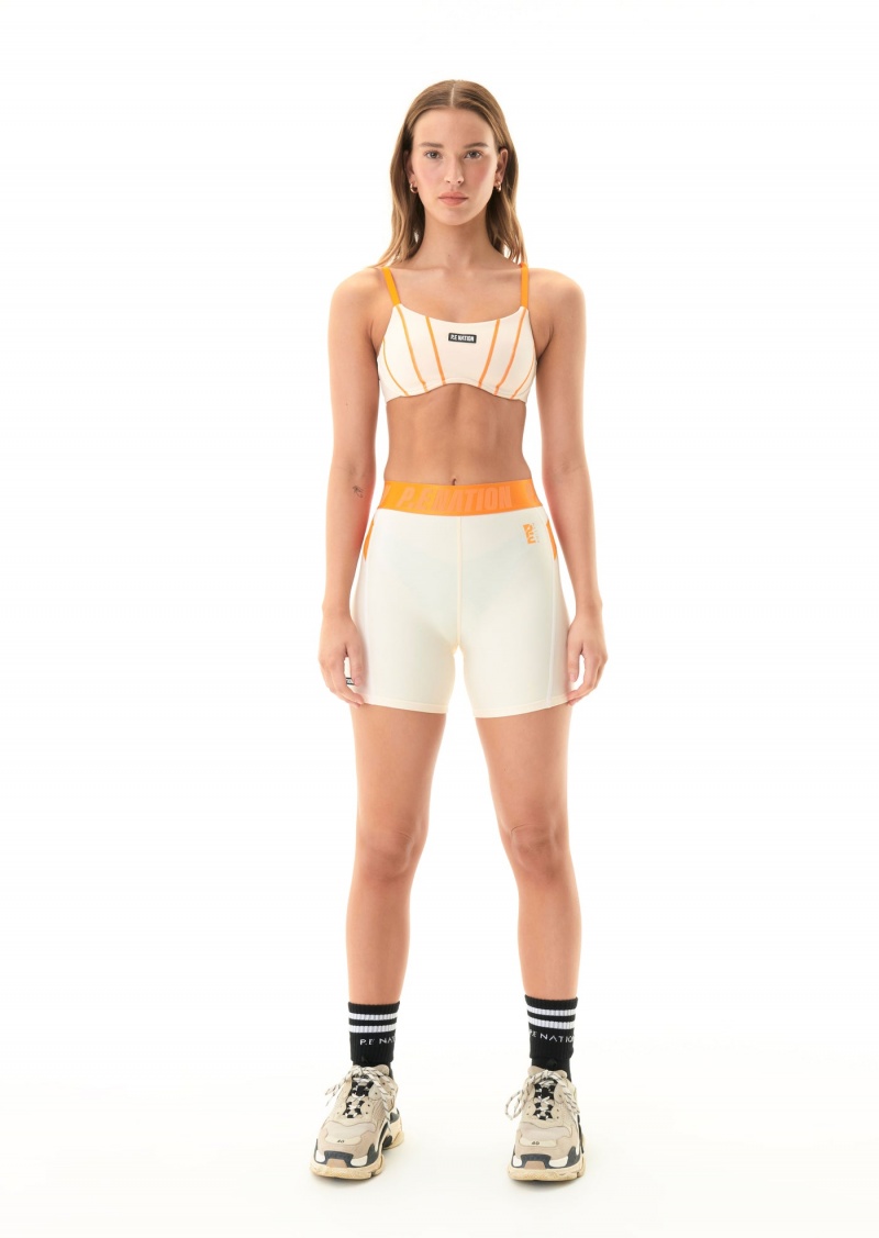 Pearled Ivory P.E Nation Fairway Bike Short | IXQBMPD-38