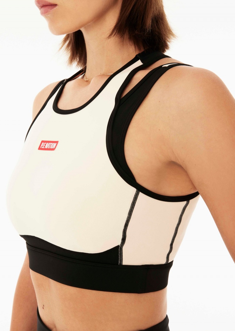 Pearled Ivory P.E Nation Silverstone Sports Bra | NJHYGUW-51