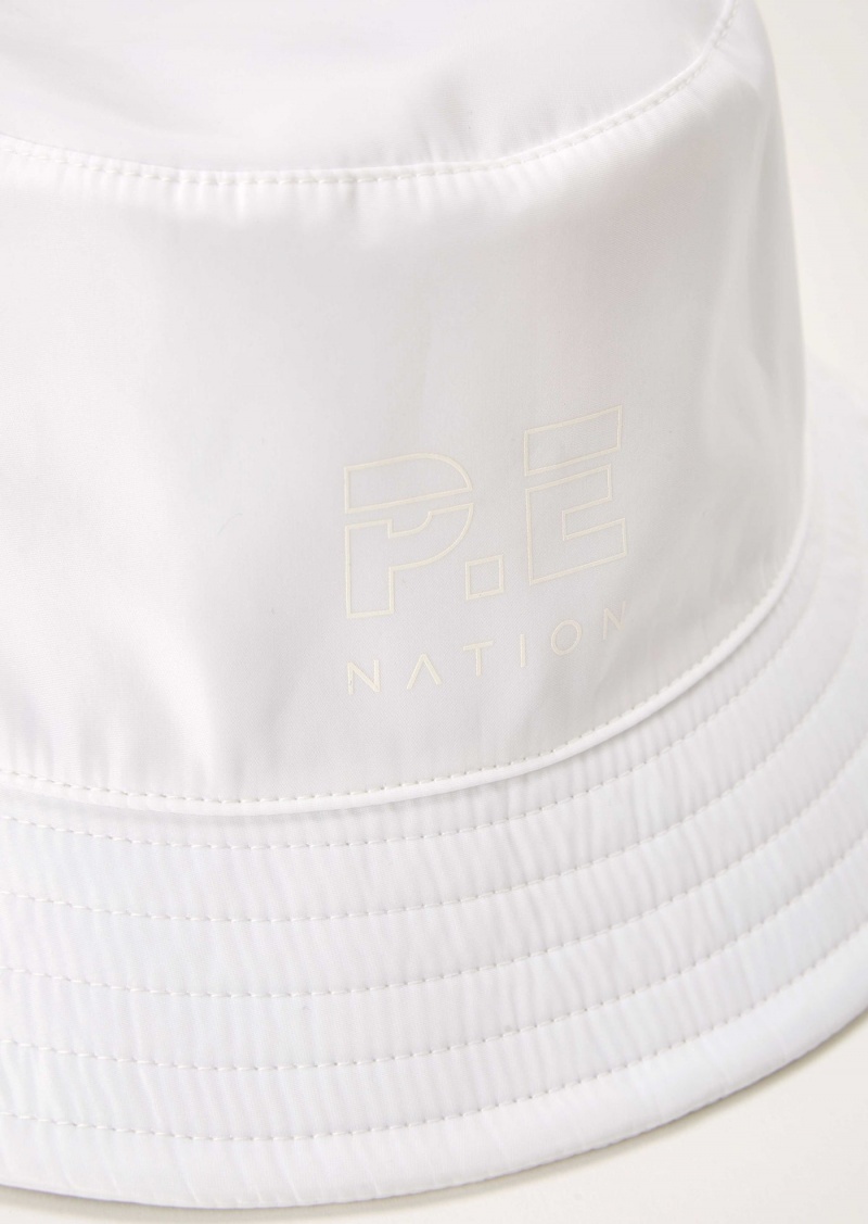 White P.E Nation Heads Up Logo Bucket Hat | YKBRTGV-78