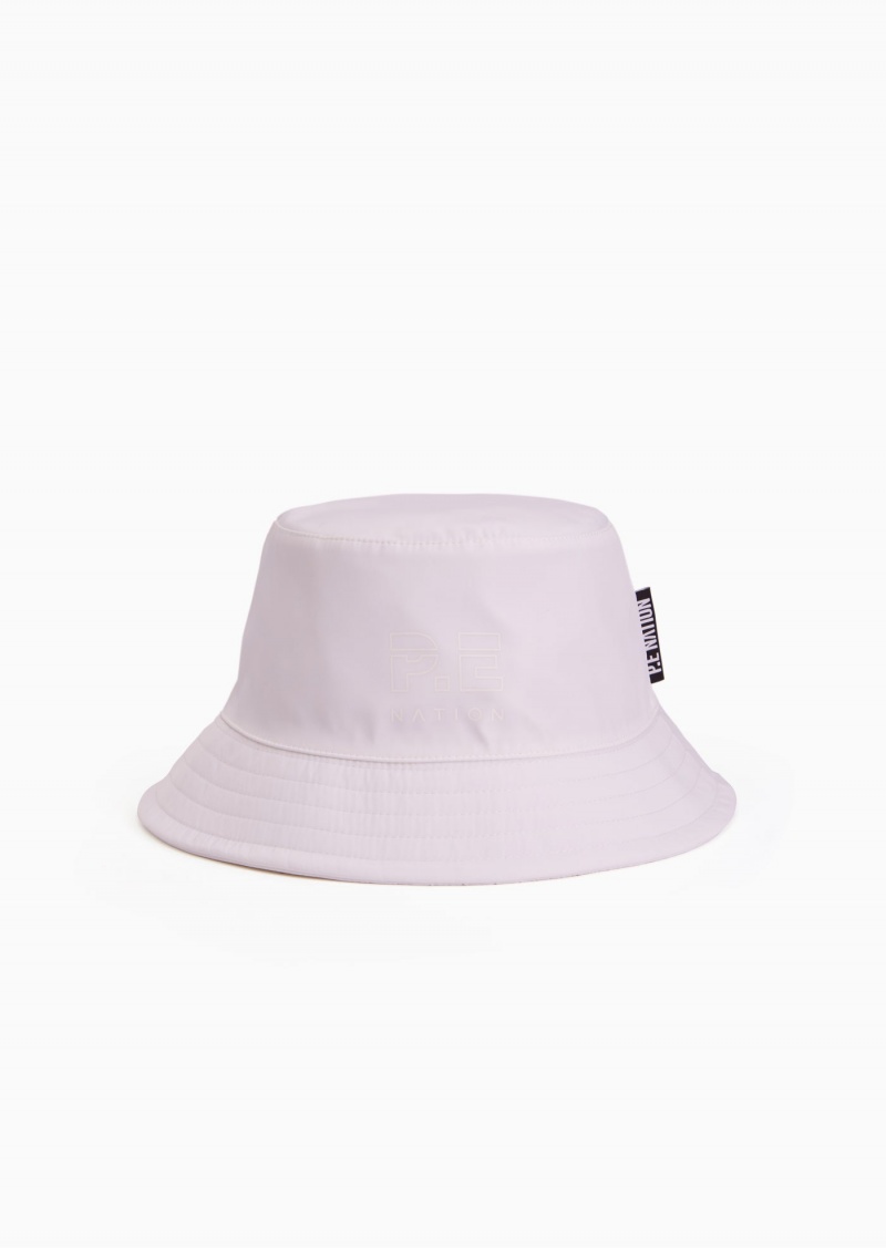 White P.E Nation Heads Up Logo Bucket Hat | YKBRTGV-78