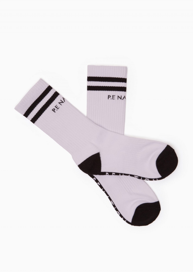 White / Grey P.E Nation Marathon Crew Sock | GAVHPCM-02